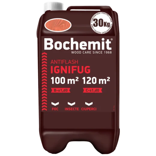Ignifugare lemn cu Bochemit Antiflash Maro 30kg – protectie eficienta impotriva focului