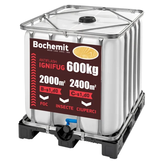 Solutie ignifugare lemn Bochemit Antiflash Transparent 600kg – protectie eficienta impotriva focului, insectelor si ciupercilor