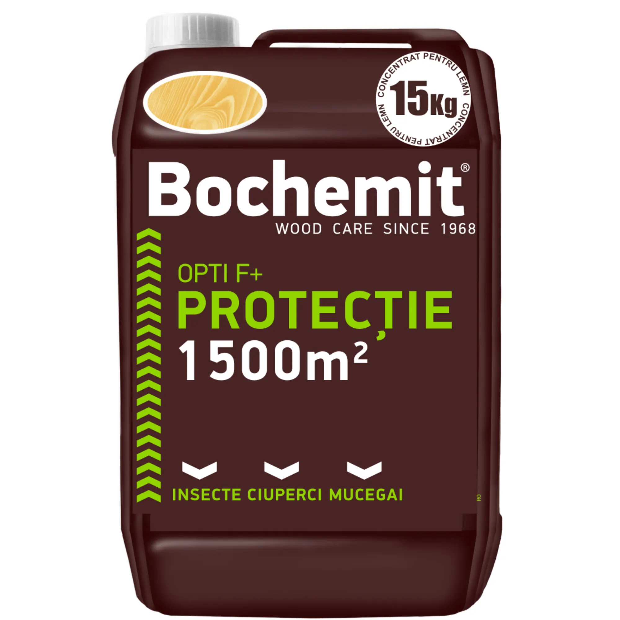 Tratament lemn preventiv Bochemit Optif+ 15kg transparent – protectie eficienta impotriva insectelor, ciupercilor si mucegaiului